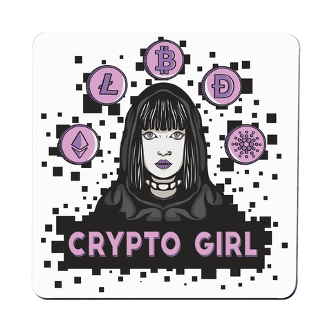 Crypto girl coaster drink mat Set of 2