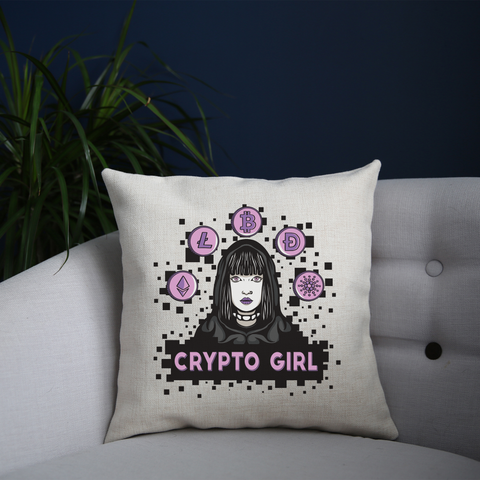 Crypto girl cushion 40x40cm Cover +Inner
