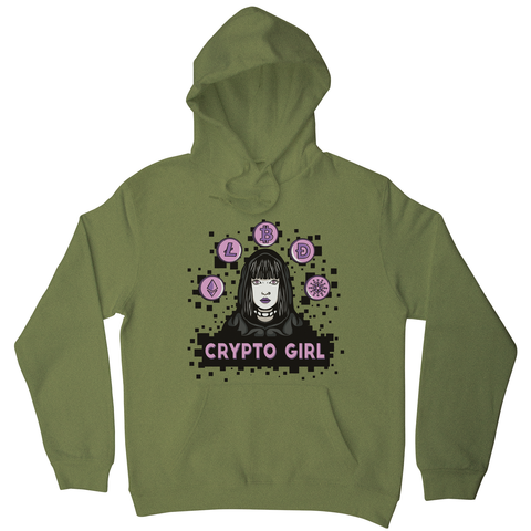 Crypto girl hoodie Olive Green