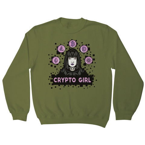 Crypto girl sweatshirt Olive Green