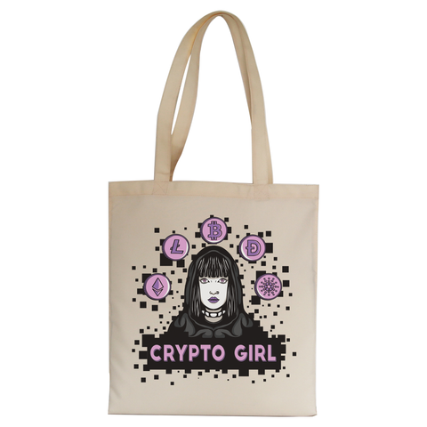 Crypto girl tote bag canvas shopping Natural