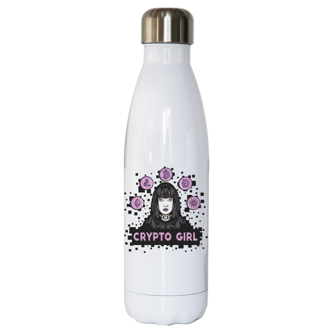 Crypto girl water bottle stainless steel reusable White