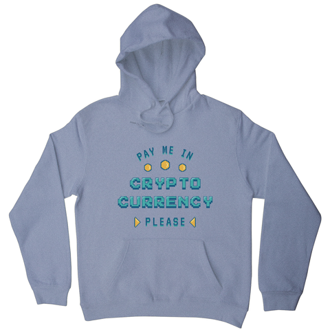 Cryptocurrency pixel art quote hoodie Grey