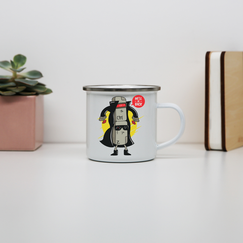 Ctrl z cyborg enamel camping mug White