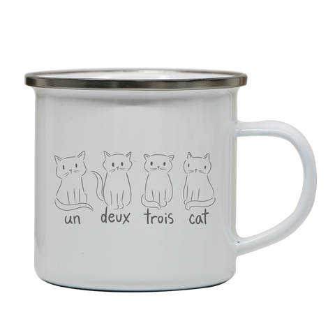 Cute French cats enamel camping mug White