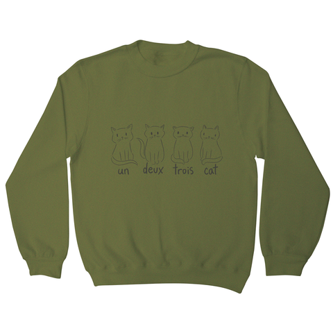 Cute French cats sweatshirt Olive Green