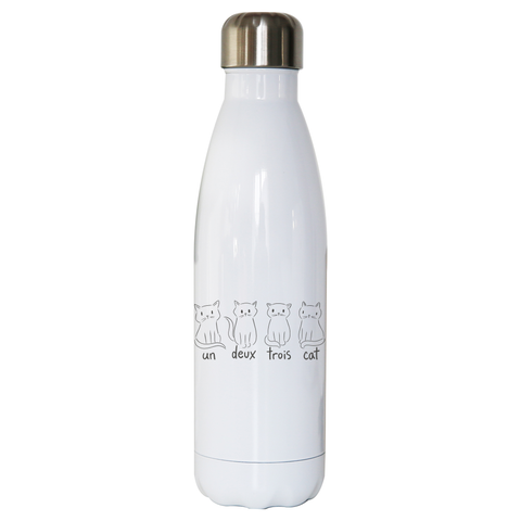 Cute French cats water bottle stainless steel reusable White