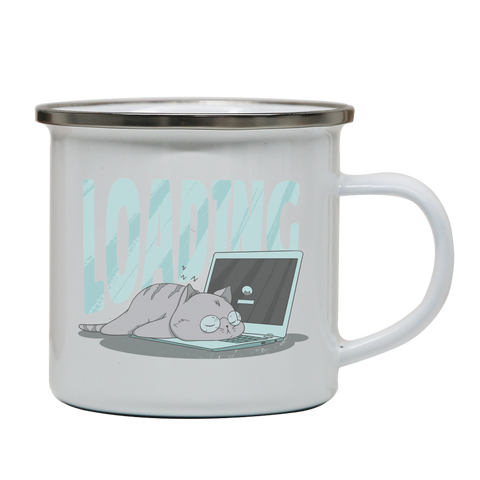 Cute anime girl drink enamel camping mug White