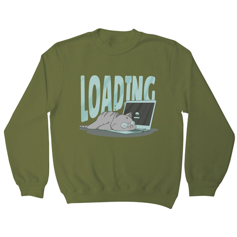 Cute anime girl drink sweatshirt Olive Green