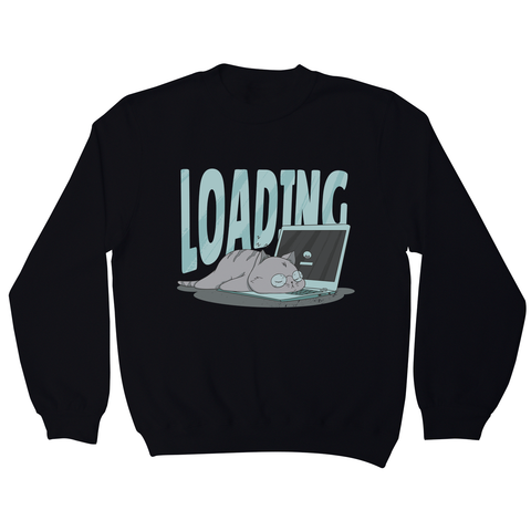 Cute cat sleeping on computer sweatshirt Black