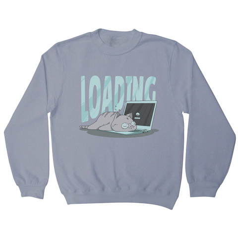 Cute cat sleeping on computer sweatshirt Grey