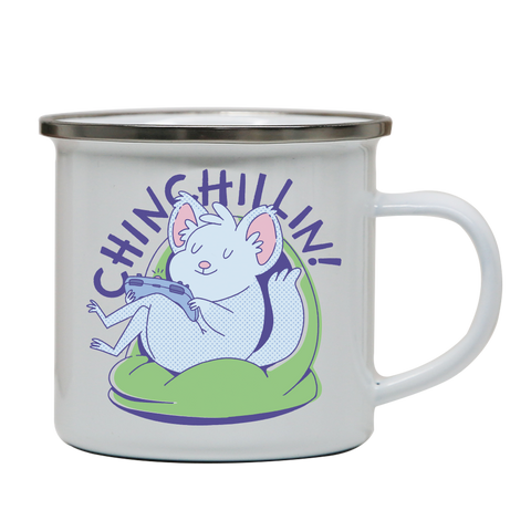Cute chinchilla chilling enamel camping mug White