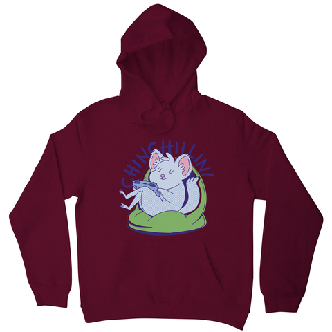 Cute chinchilla chilling hoodie Burgundy