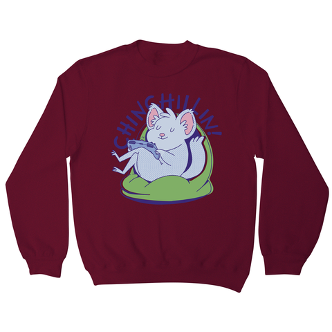 Cute chinchilla chilling sweatshirt Burgundy