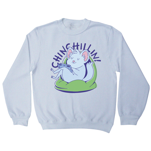 Cute chinchilla chilling sweatshirt White