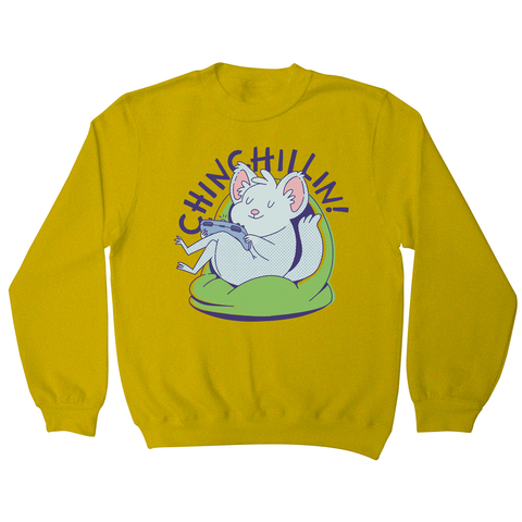 Cute chinchilla chilling sweatshirt Yellow