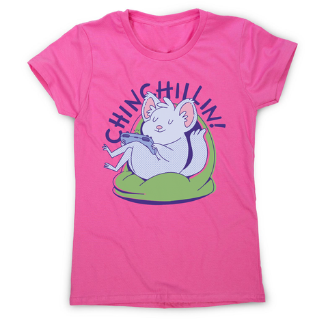 Cute chinchilla chilling women's t-shirt Pink