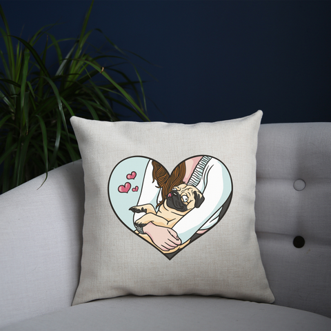 Cute pug heart cushion 40x40cm Cover +Inner