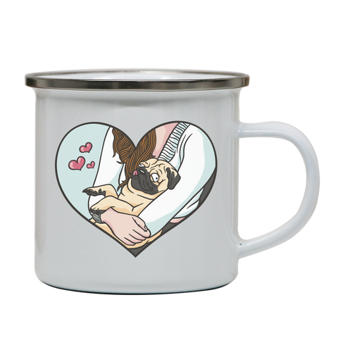Cute pug heart enamel camping mug White