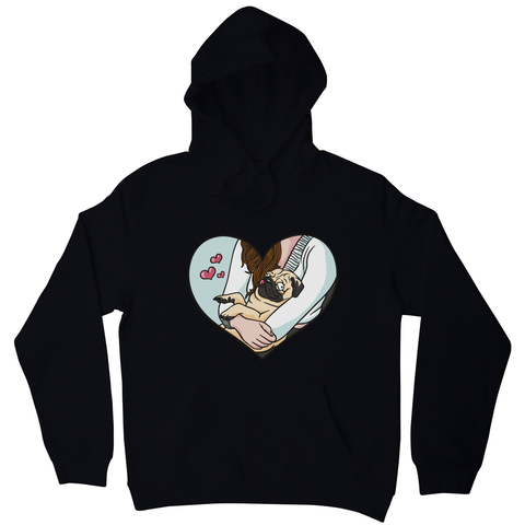 Cute pug heart hoodie Black