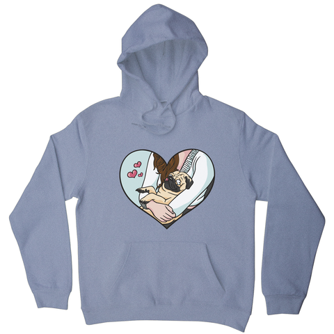 Cute pug heart hoodie Grey