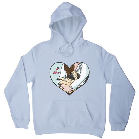 Cute pug heart hoodie White