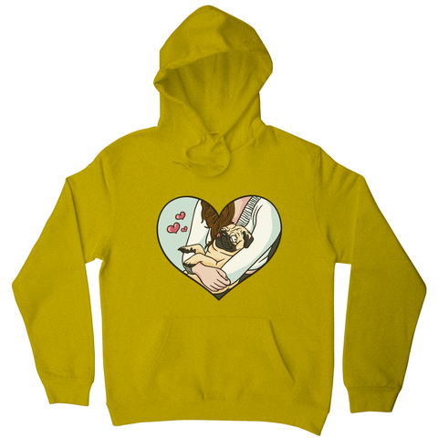Cute pug heart hoodie Yellow