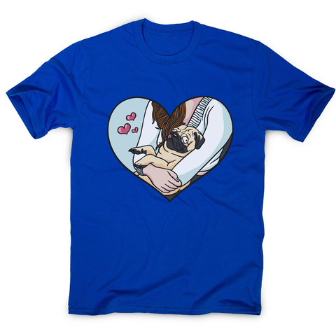 Cute pug heart men's t-shirt Blue