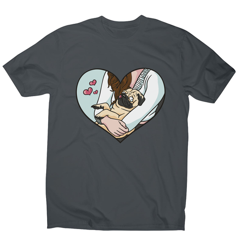 Cute pug heart men's t-shirt Charcoal