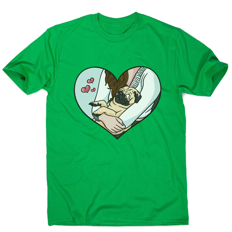 Cute pug heart men's t-shirt Green