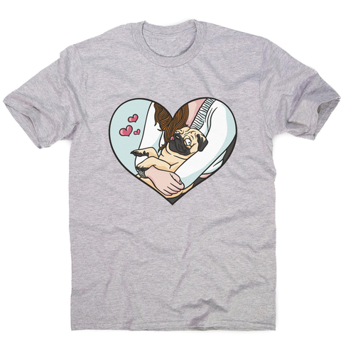 Cute pug heart men's t-shirt Grey