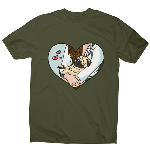 Cute pug heart men's t-shirt Military Green
