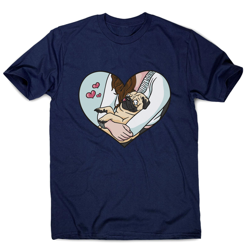 Cute pug heart men's t-shirt Navy
