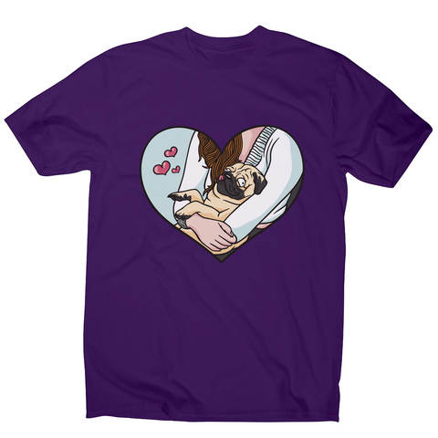 Cute pug heart men's t-shirt Purple