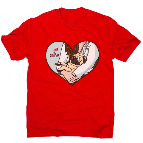Cute pug heart men's t-shirt Red