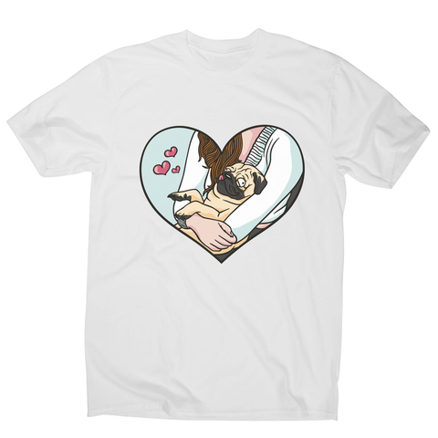Cute pug heart men's t-shirt White