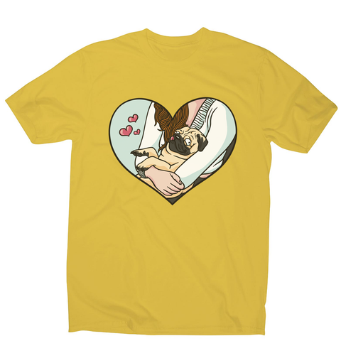 Cute pug heart men's t-shirt Yellow