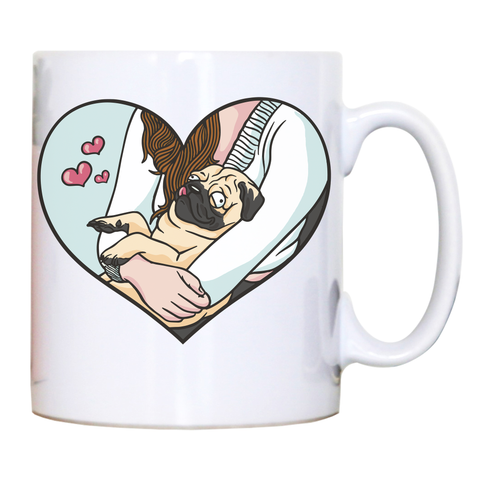 Cute pug heart mug coffee tea cup White