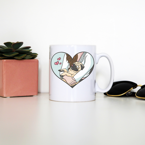 Cute pug heart mug coffee tea cup White