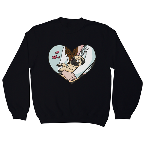 Cute pug heart sweatshirt Black