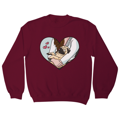 Cute pug heart sweatshirt Burgundy