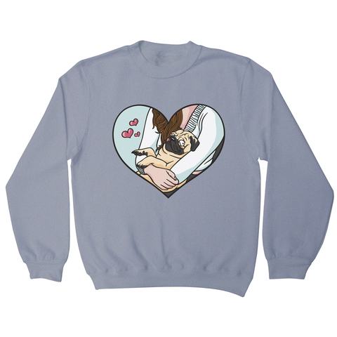 Cute pug heart sweatshirt Grey