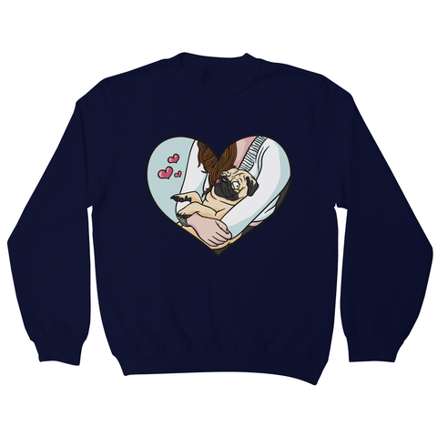 Cute pug heart sweatshirt Navy
