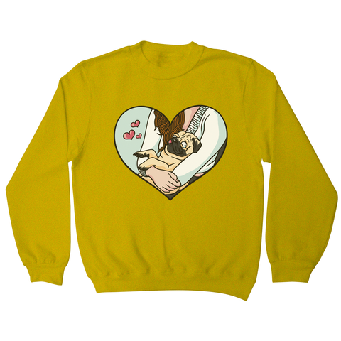 Cute pug heart sweatshirt Yellow