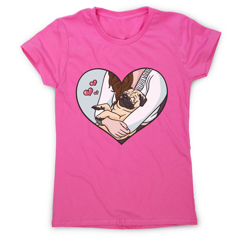 Cute pug heart women's t-shirt Pink