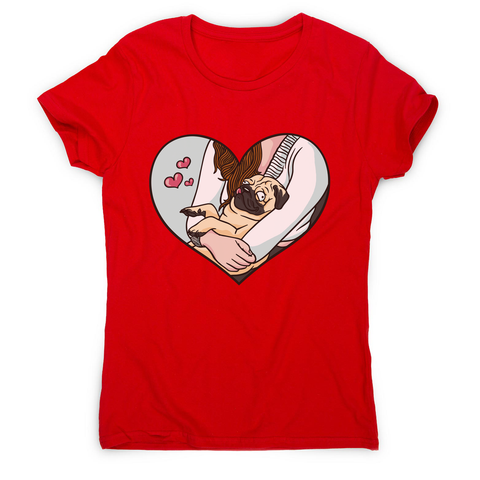 Cute pug heart women's t-shirt Red