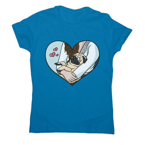 Cute pug heart women's t-shirt Sapphire