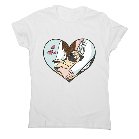 Cute pug heart women's t-shirt White
