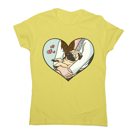 Cute pug heart women's t-shirt Yellow