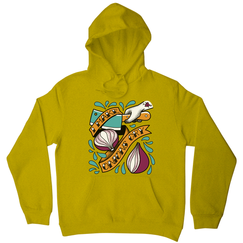 Cutting onions cooking hoodie Yellow